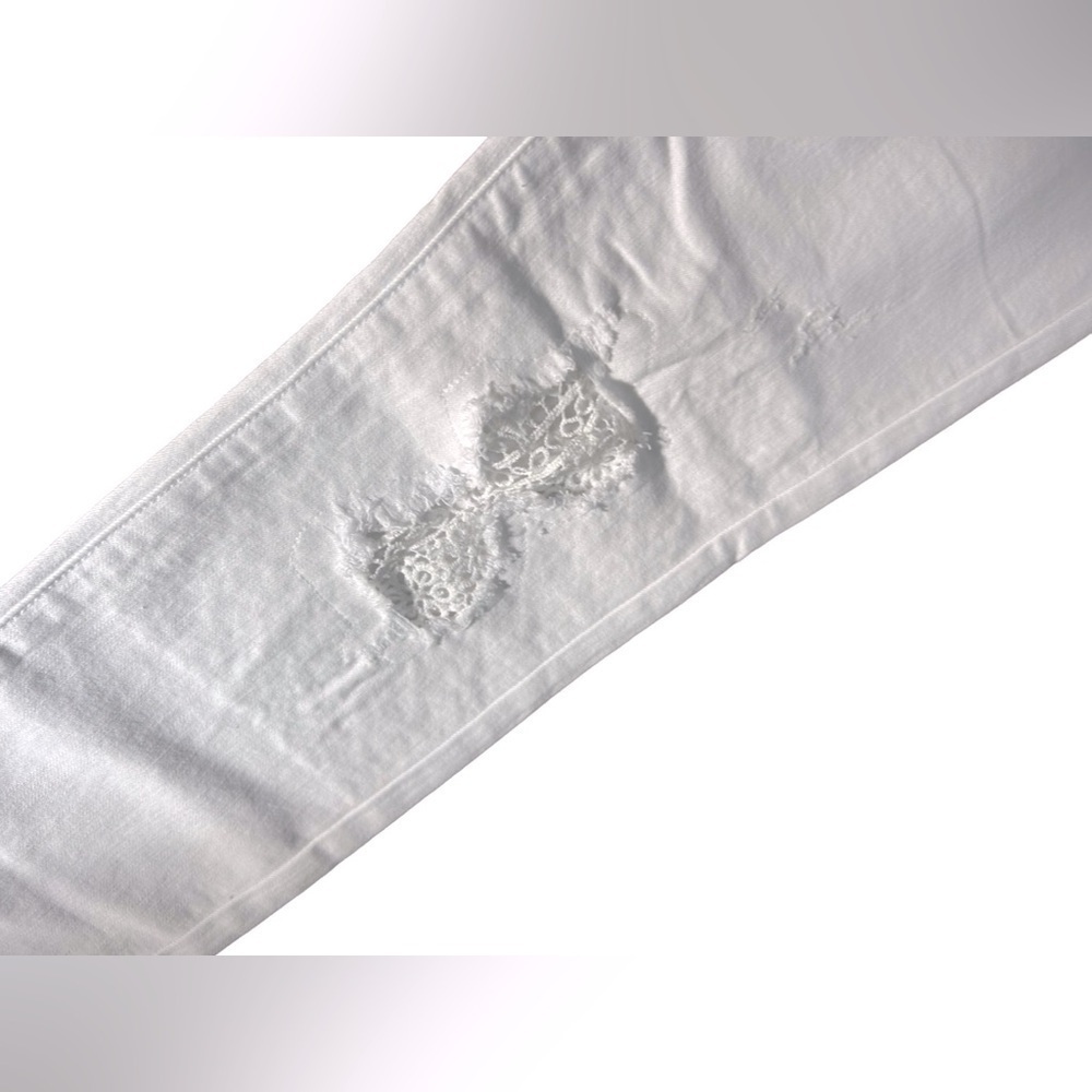 Judy Blue High Waist White Skinny Distressed Lace Inset Jeans Size 11/30 JB84133 - Picture 5 of 12